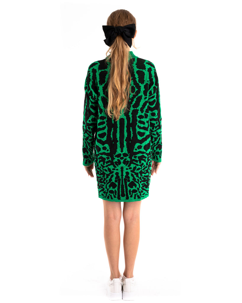 Fine Knit Leopard Print Pattern design Jumper in Green