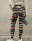 Lion Pattern Print Fine Knit Leggings in Green