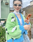 Shaun the Sheep pattern hand knit cardigan
