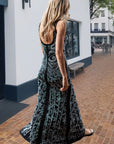 Multi Diamond and Pearl Embellished Open Back Maxi Dress