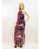 Purple Floral Maxi Dress with side split detail