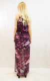 Purple Floral Maxi Dress with side split detail