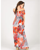 Floral and leopard print Off Shoulder maxi dress
