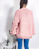 Hand knit cable design cardigan