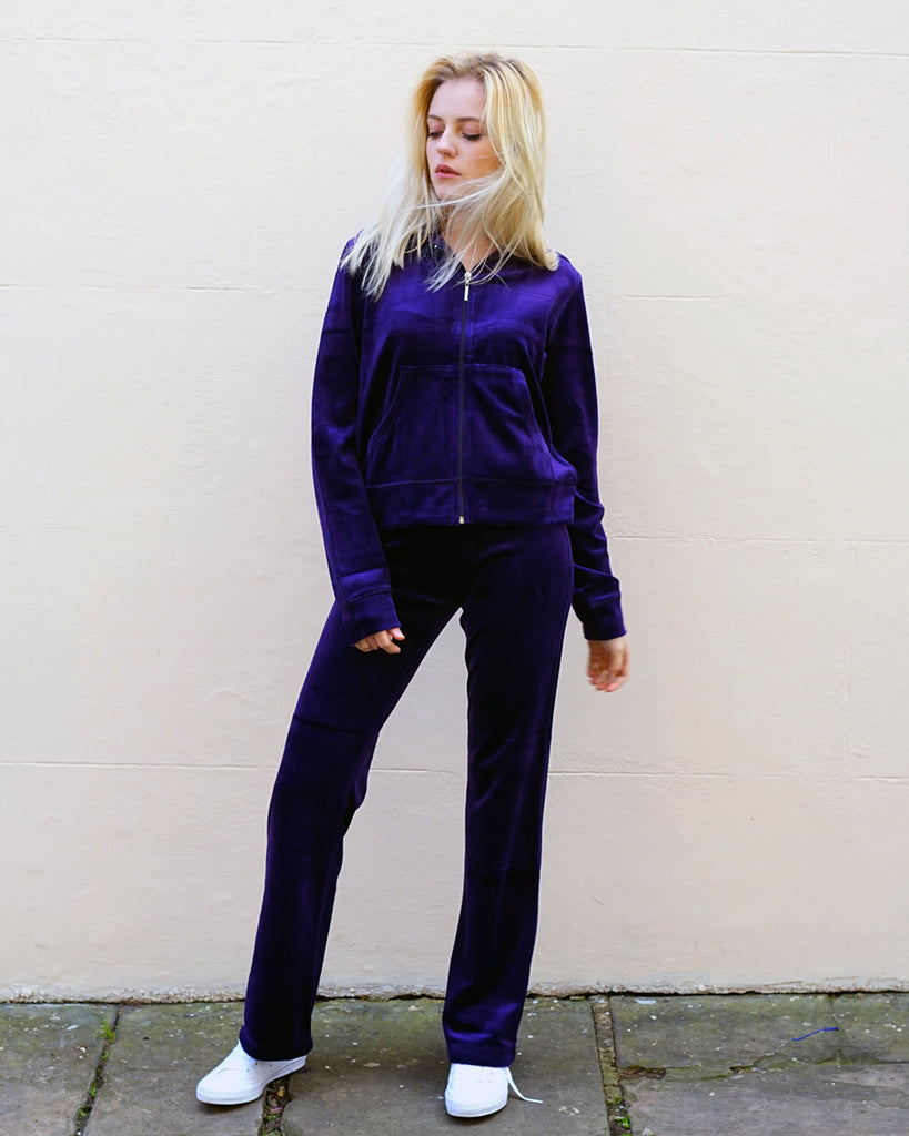 Velour Tracksuits With Hoody (Purple Color)