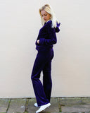 Velour Tracksuits With Hoody (Purple Color)