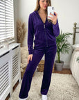 Velour Tracksuits With Hoody (Purple Color)