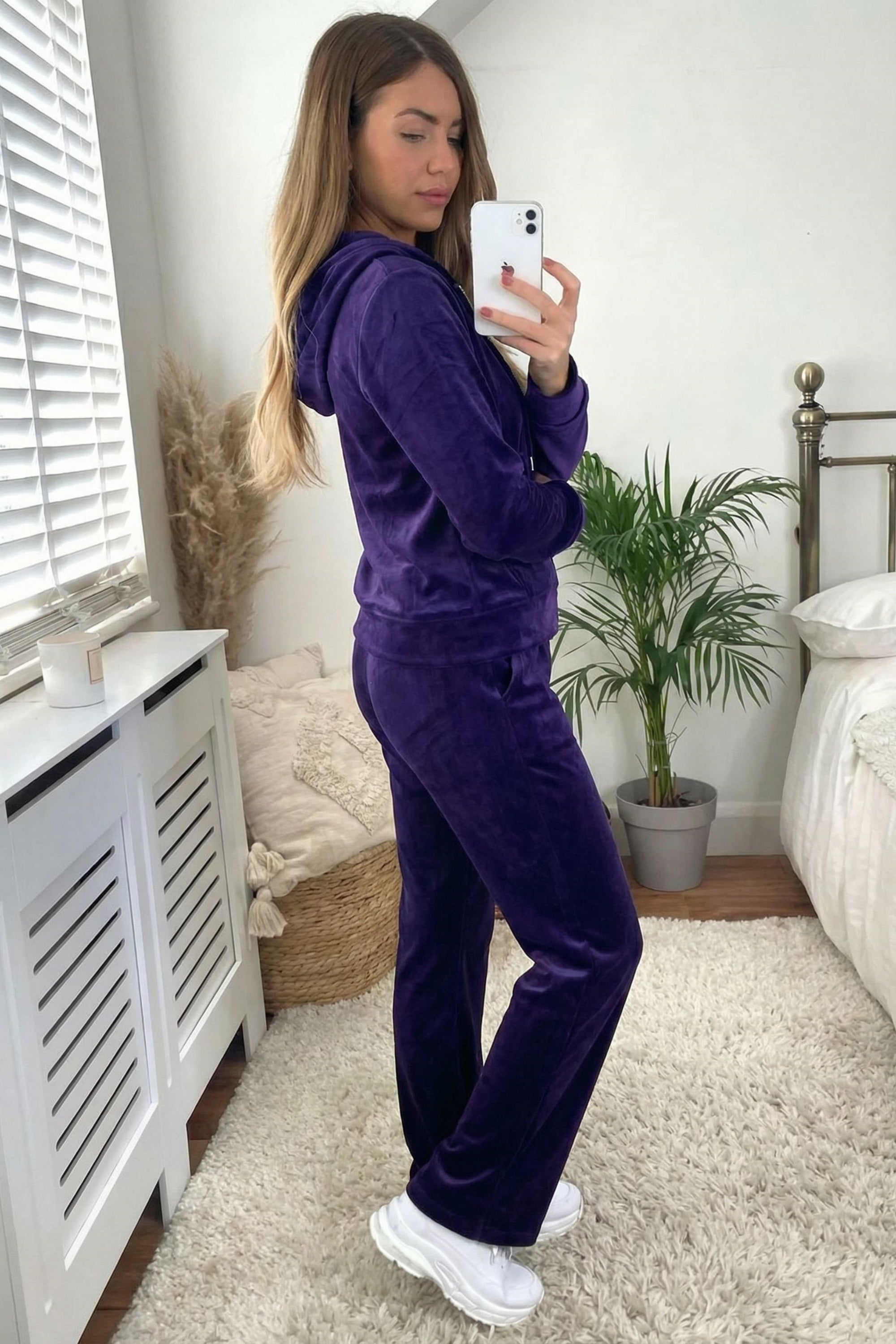 Velour Tracksuits With Hoody (Purple Color)