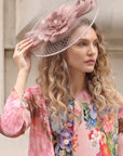 Statement Floral Feather & Loop Mesh Fascinator