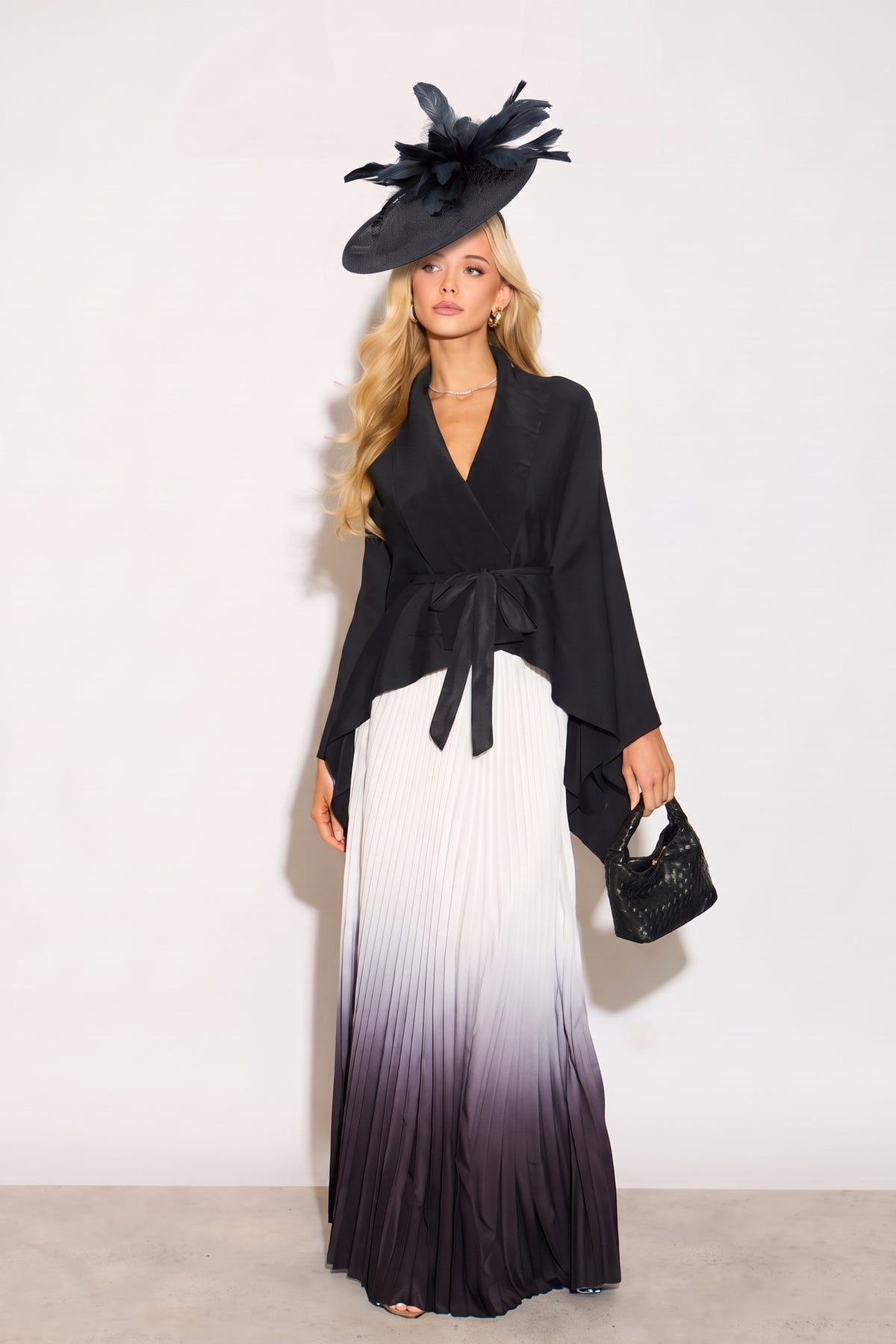 Statement Feather Flower Wide Brim Fascinator