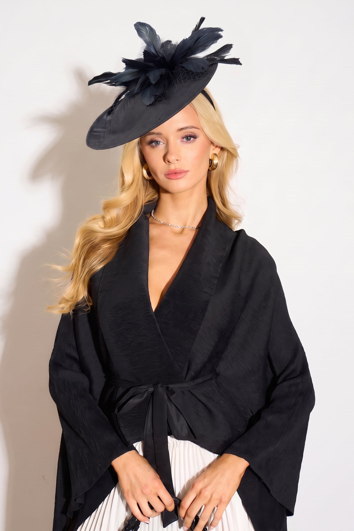 Statement Feather Flower Wide Brim Fascinator