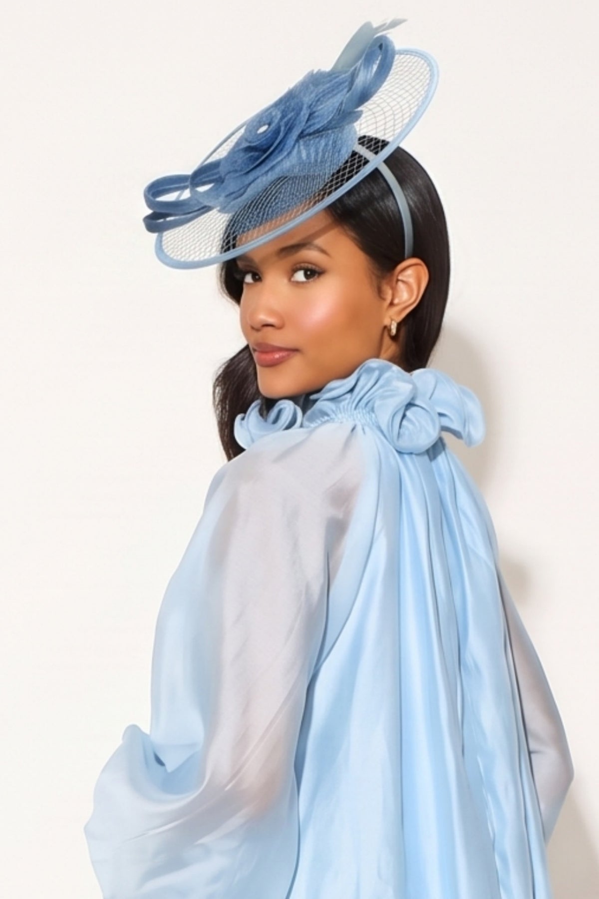 Statement Floral Feather &amp; Loop Mesh Fascinator