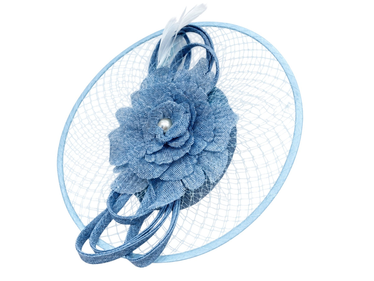 Statement Floral Feather &amp; Loop Mesh Fascinator