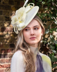 Fascinator With Feather & Sculptural Loop Detail In White