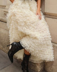 Statement Layered Ruffle Tulle Maxi Skirt