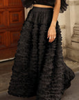 Statement Layered Ruffle Tulle Maxi Skirt