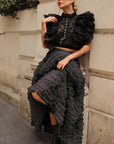 Statement Layered Ruffle Tulle Maxi Skirt