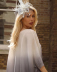 Feather Flower Fascinator with Netted Veil