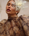 Feather Flower Fascinator with Netted Veil