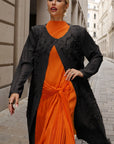 Statement Textured Floral Longline Cardigan in Black