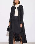 Statement Textured Floral Longline Cardigan in Black