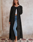 Statement Textured Floral Longline Cardigan in Black