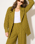 Textured Woven Jacket & Pleated Wide-Leg Trousers Co-Ord Set