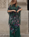 Pattern Print Pleated Blouse & Trousers Set