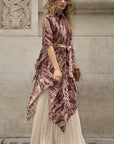 Pattern Print Pleated Blouse & Trousers Set