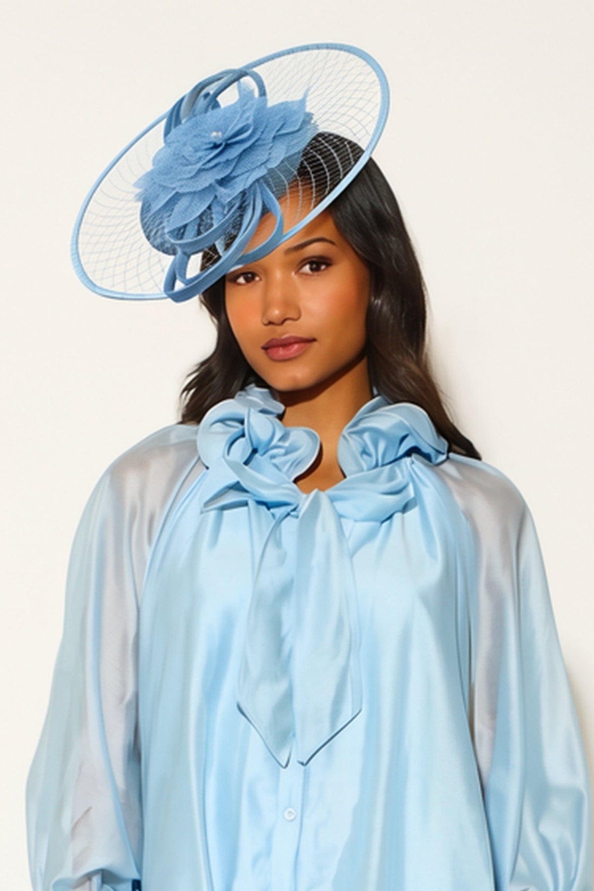 Statement Floral Feather &amp; Loop Mesh Fascinator