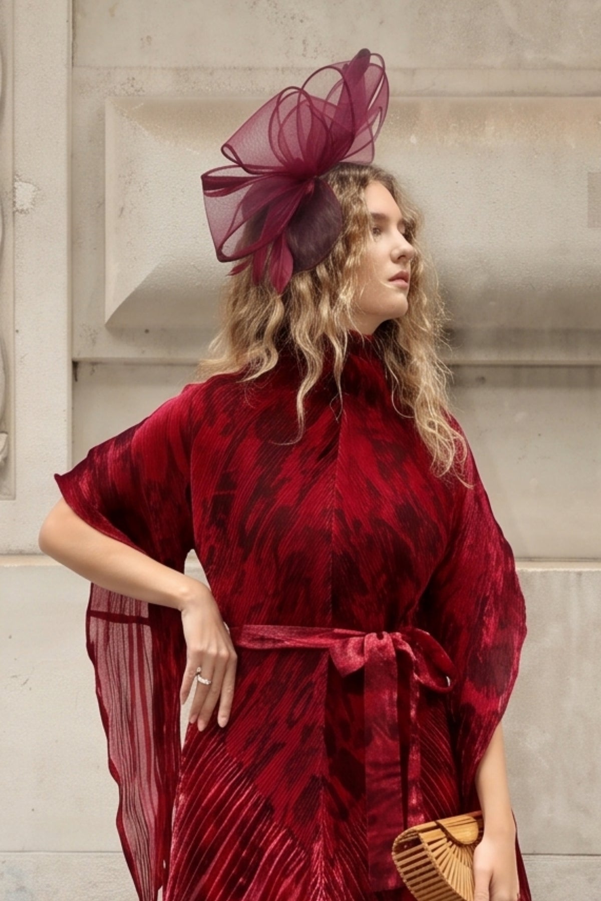 Sculptural Fascinator Headband with Feather Accents