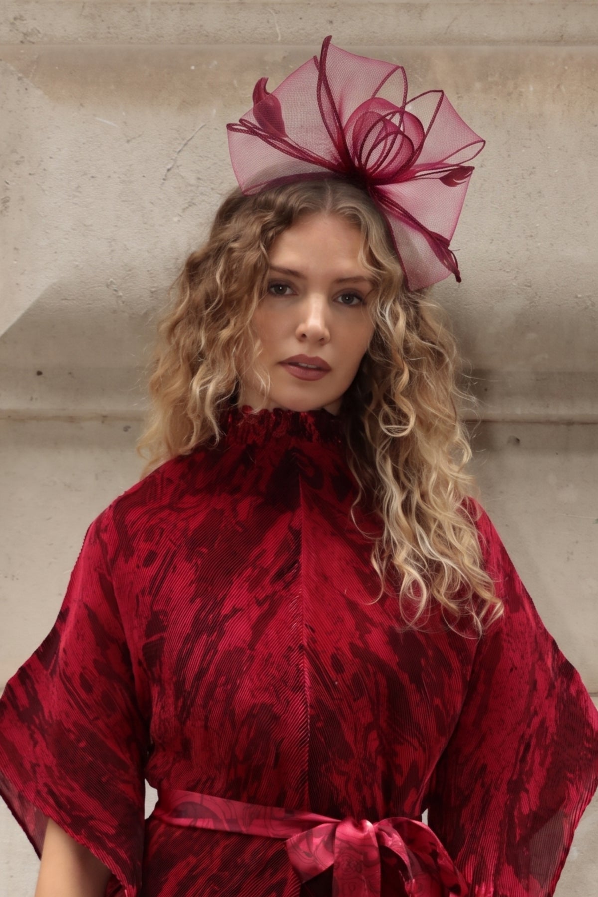Sculptural Fascinator Headband with Feather Accents