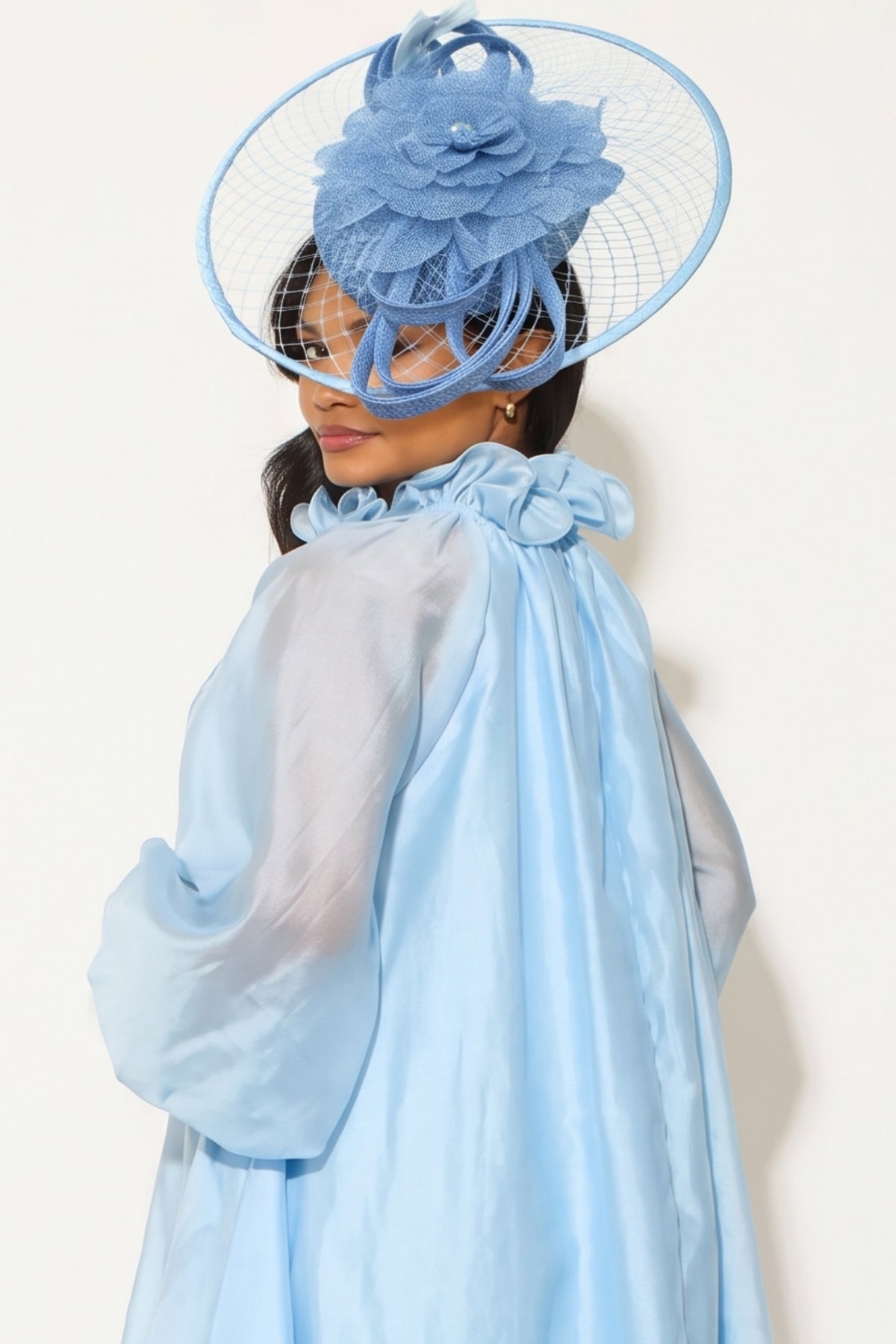 Statement Floral Feather &amp; Loop Mesh Fascinator
