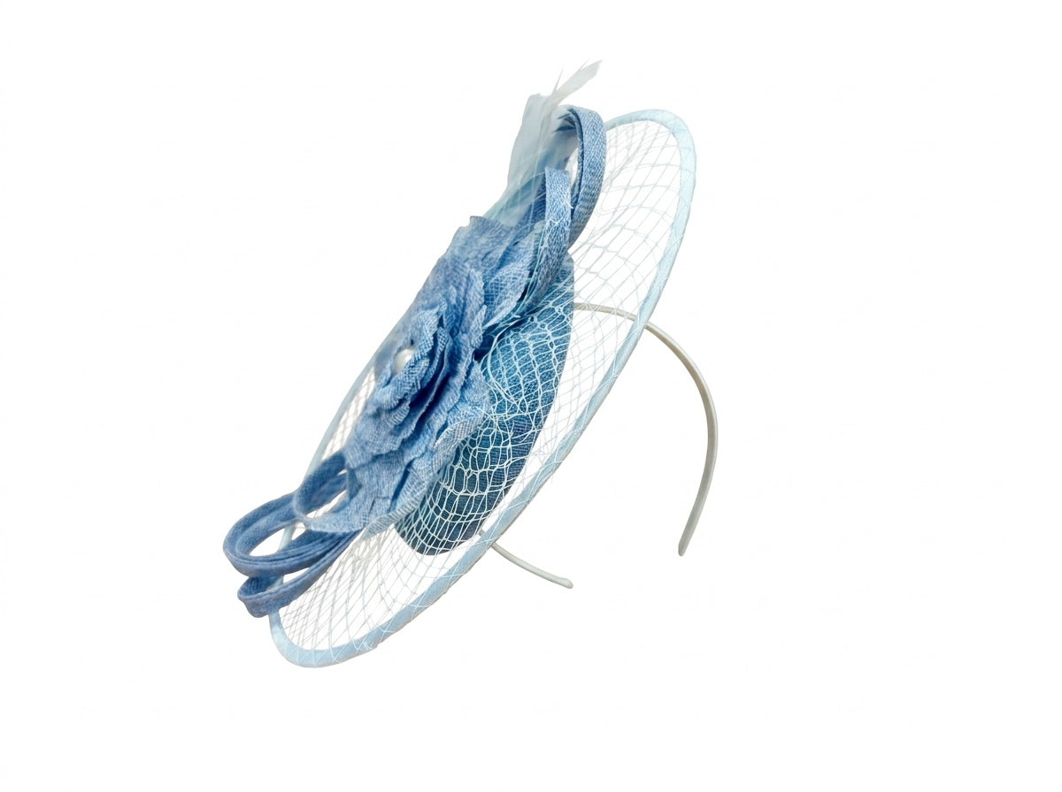 Statement Floral Feather &amp; Loop Mesh Fascinator