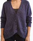 Navy color Cable Knitted Front Pockets Cardigan