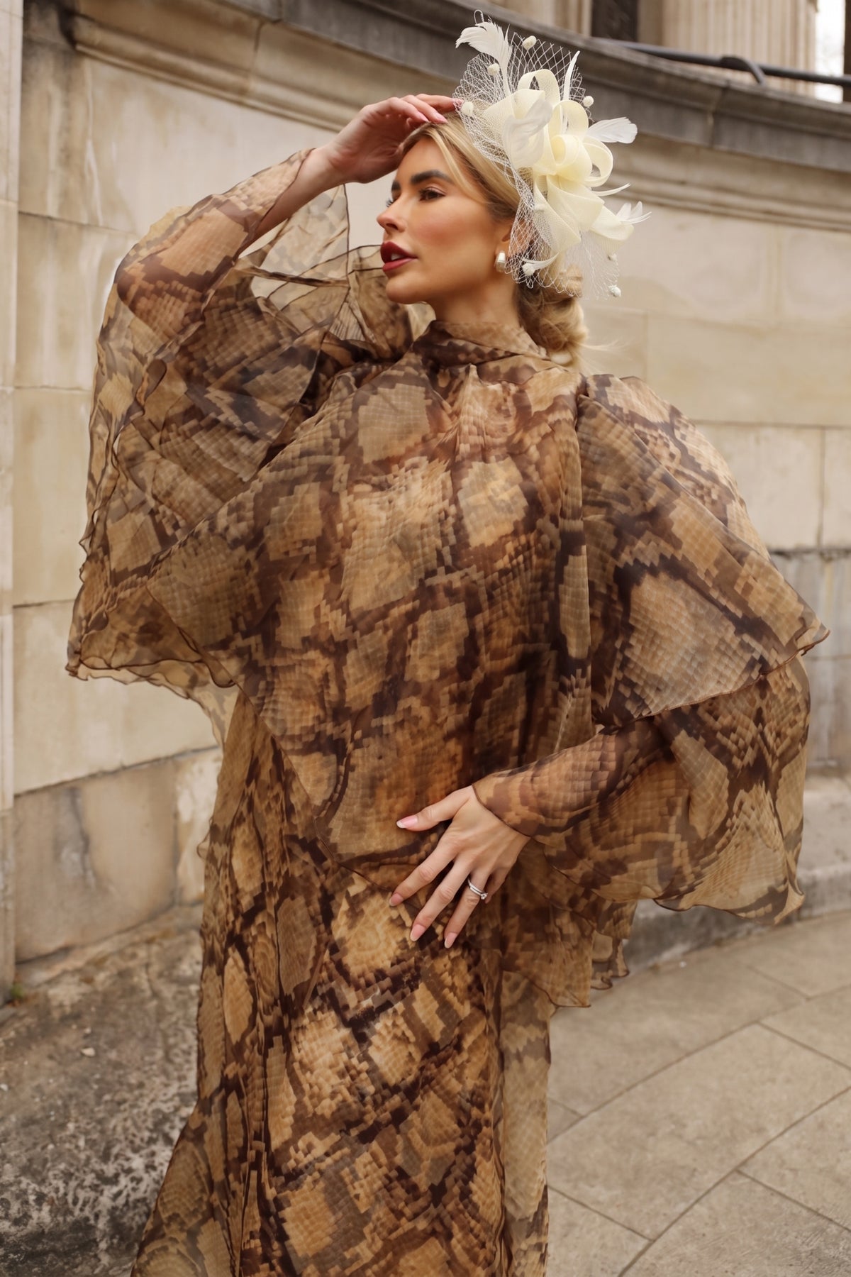 Feather Flower Fascinator with Netted Veil