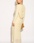 Statement Draped Mesh Layered Maxi Dress in Yellow