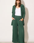 Textured Woven Jacket & Pleated Wide-Leg Trousers Co-Ord Set