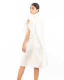 Oversized Ruffle Sleeves shirt dress in white