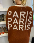 PARIS Lettering Embroidered cardigan