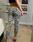 Knitted black white baroque print leggings