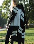 Black & White Stripe Knitted Phocho
