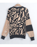 Leopard print with patch design jumper in beige