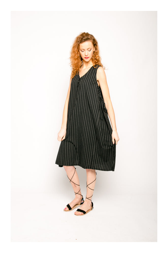 Stripe print cotton oversize dress