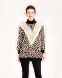 Oversized leopard print knit jumper