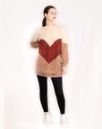 Oversized super soft colour block jumper in beige