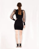 Black Bodycon Mini Dress with Organza Sleeves