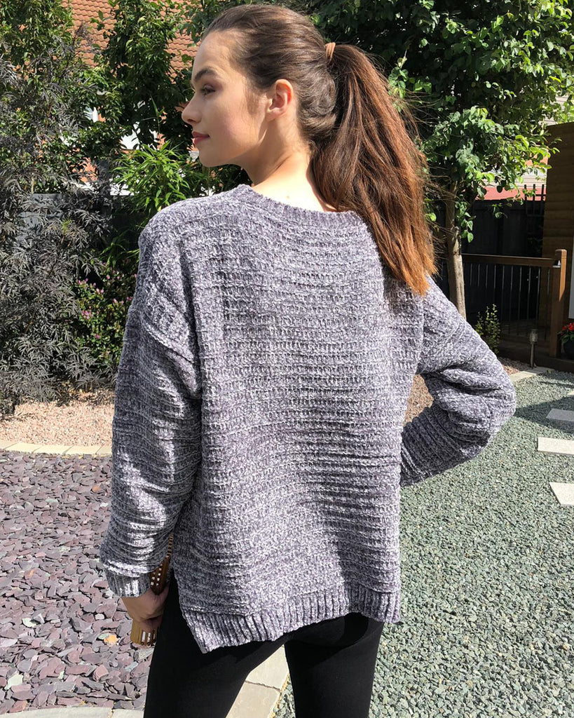 Cable knit velvet fabric soft knitted jumper