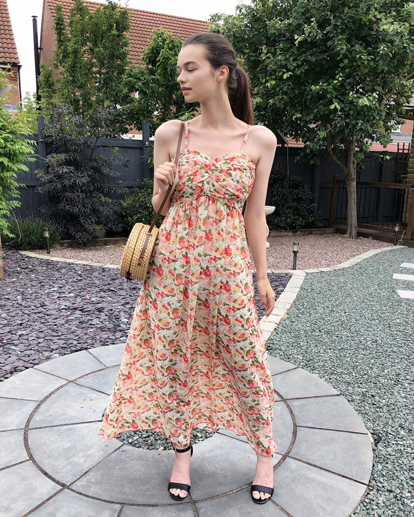 Peach floral maxi dress Clearance