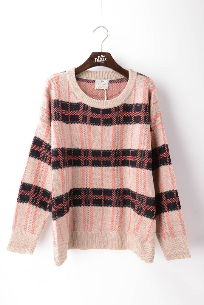 All over Check Print Brushed Knitwear Jumper